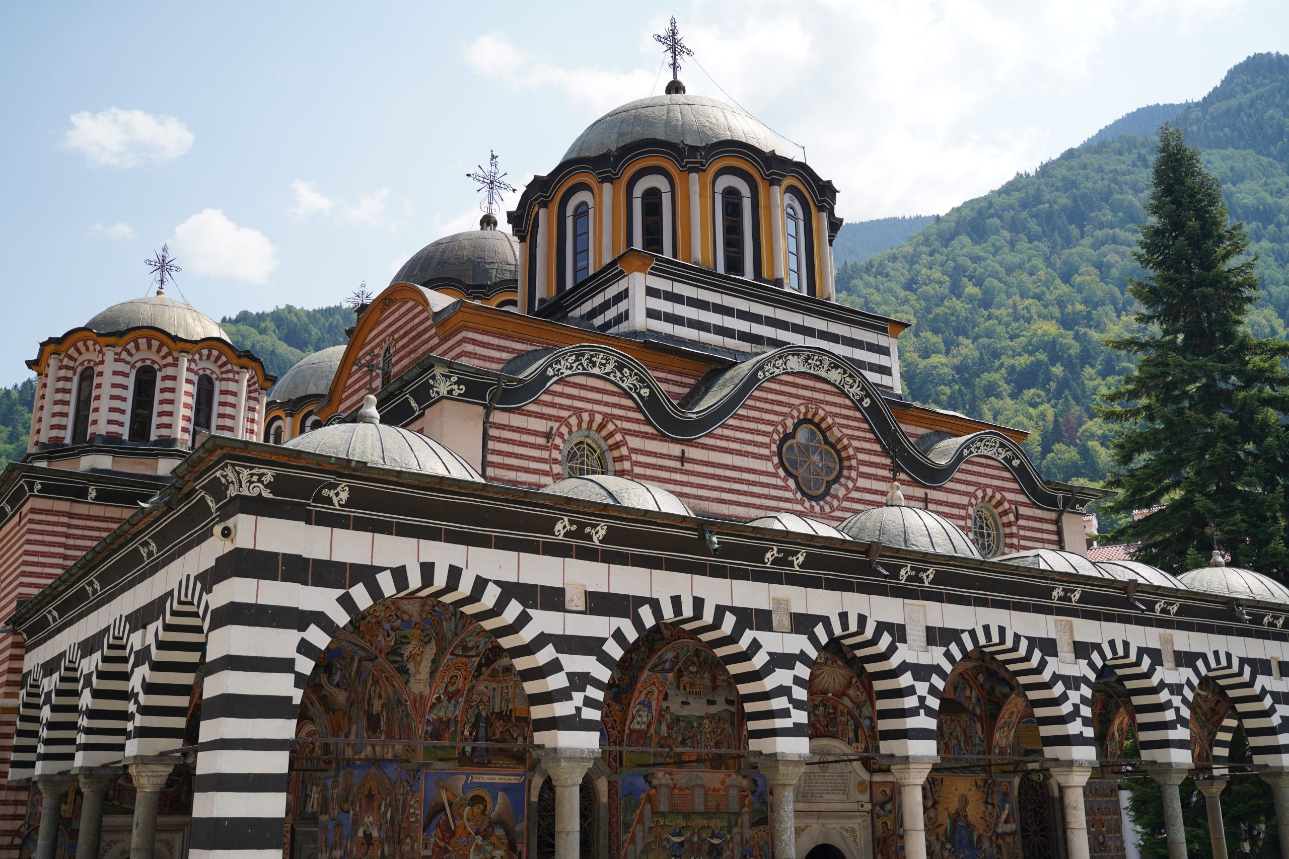 Rila Monastery in the mountains of Bulgaria